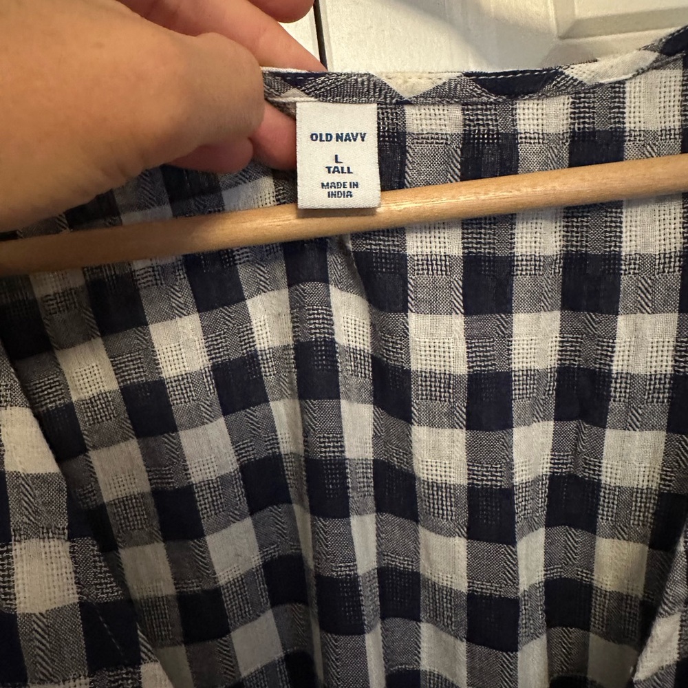 Navy & white checkered midi/maxi dress - Picture 2 of 5